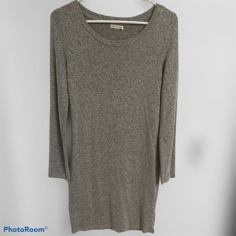 Heart & Hips Womens Grey Casual Sweater Dress Bodycon Size M Medium Super Soft